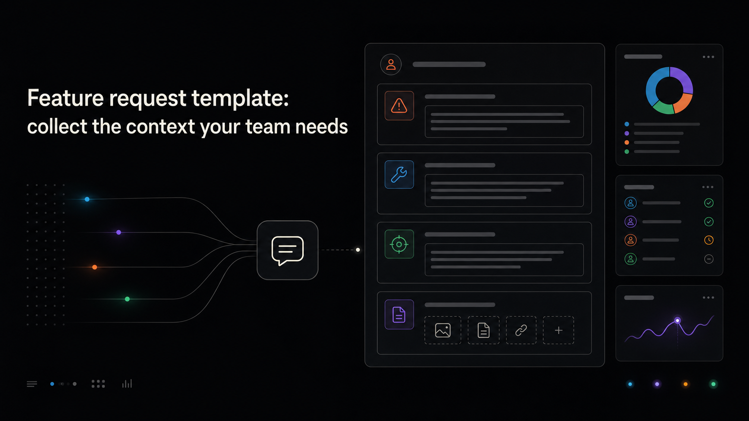 A concise feature request form capturing problem, context, and outcome