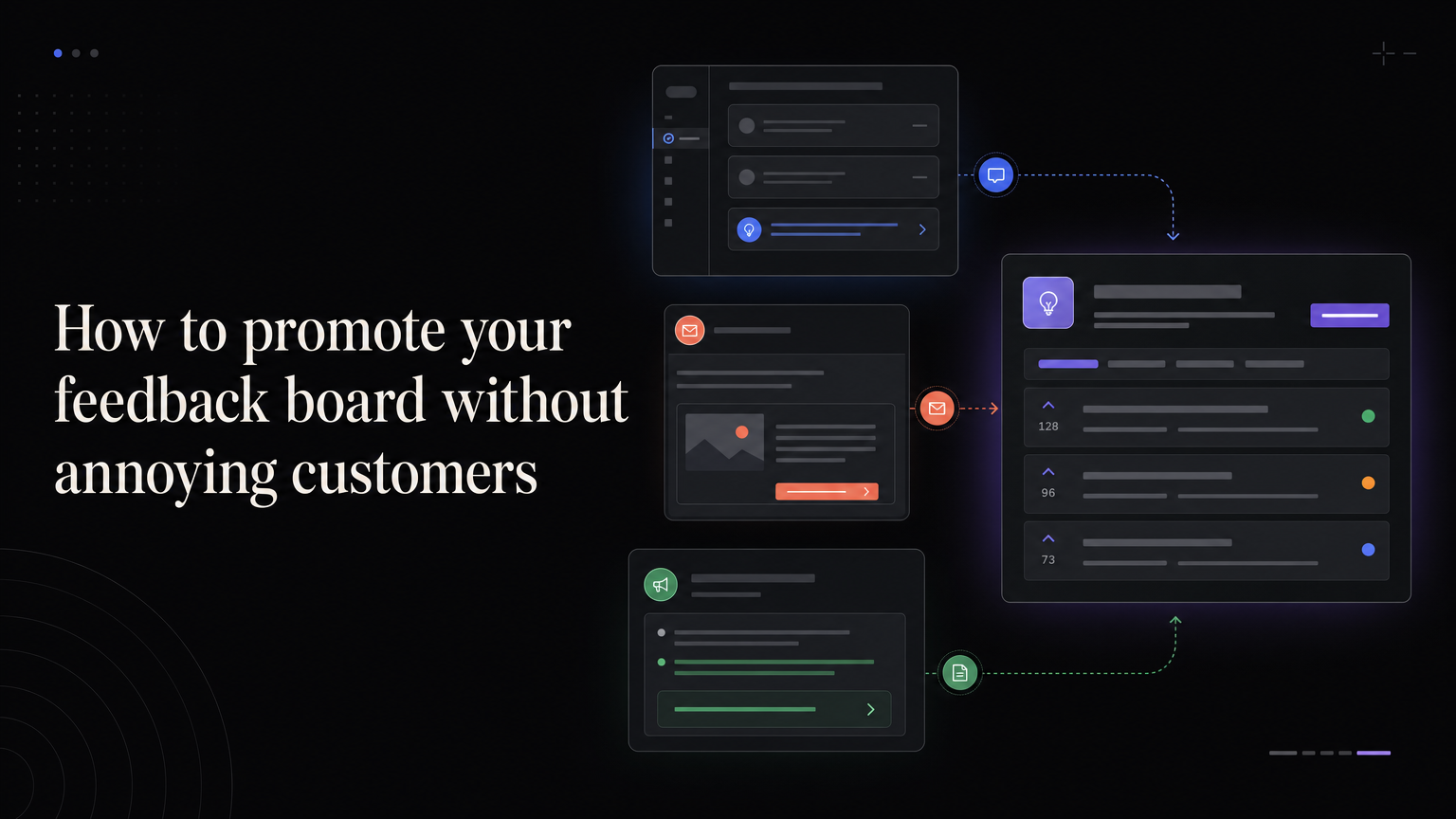 Useful product moments pointing customers toward a feedback board